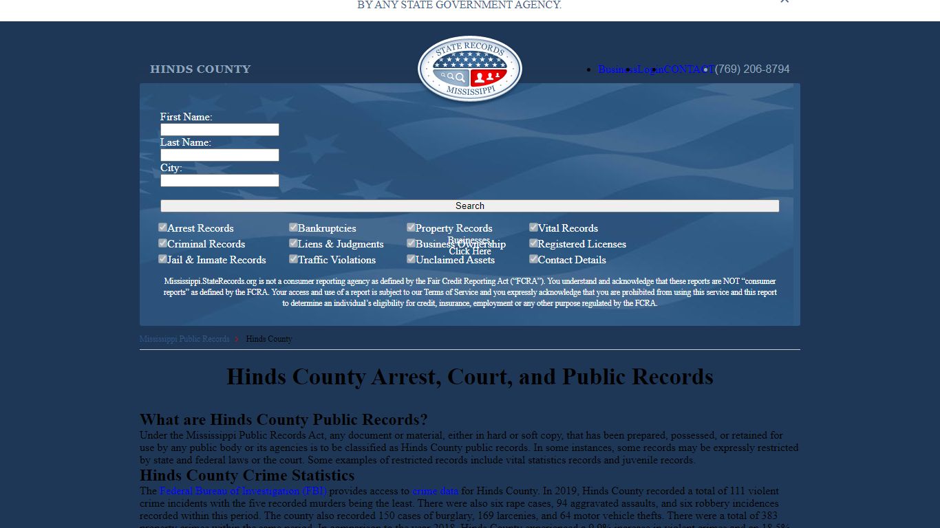 Hinds County Arrest, Court, and Public Records