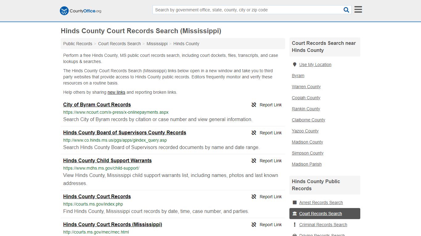 Hinds County Court Records Search (Mississippi) - County Office